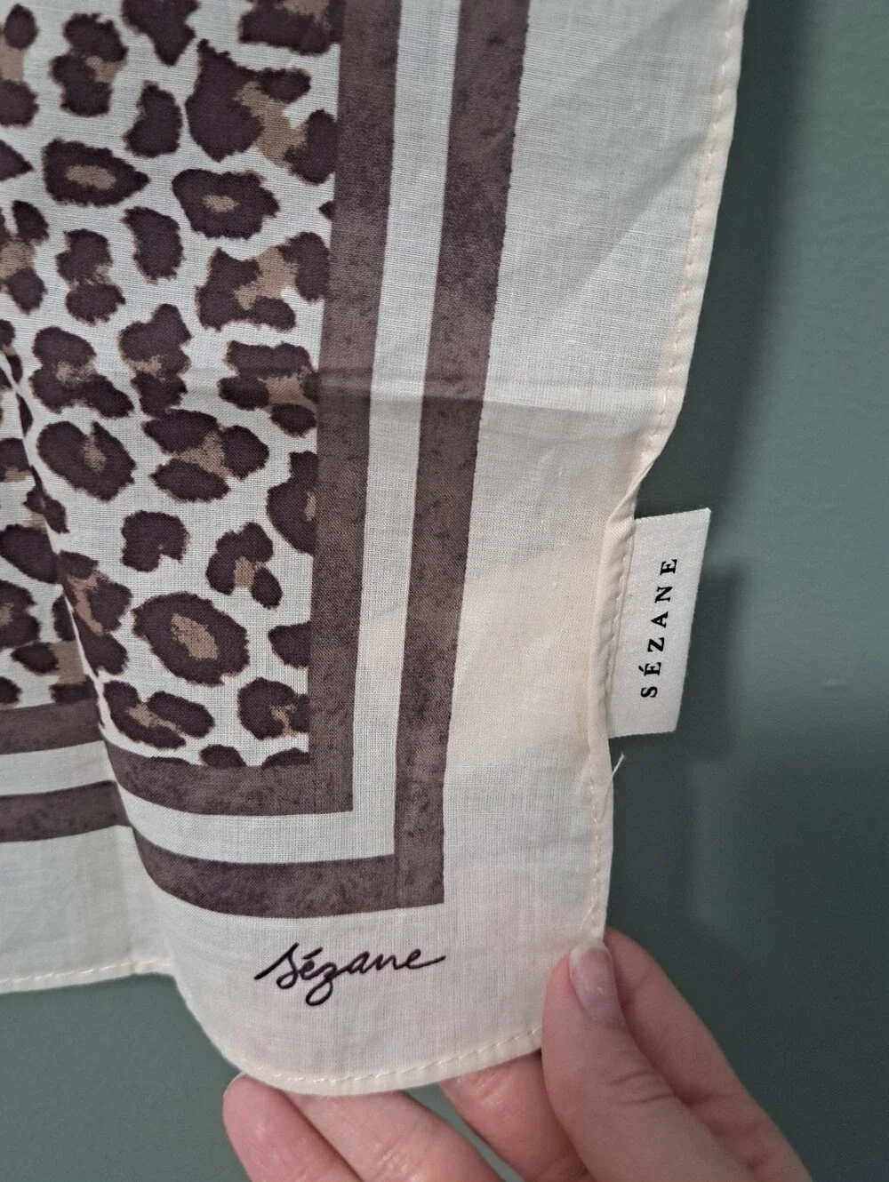 Sezane Gaston Sqaure Scarf Brown Leopard NWOT